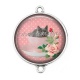 Connecteur Cabochon Argent - chat