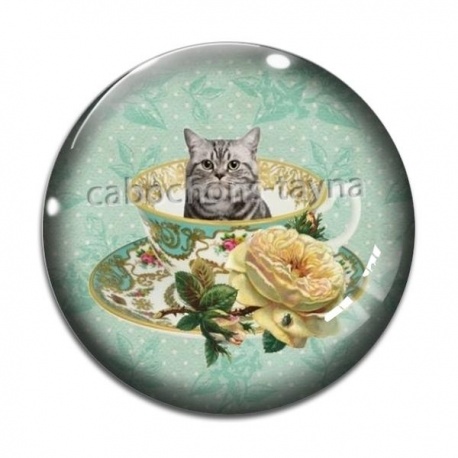 Cabochon Verre - chat