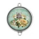 Connecteur Cabochon Argent - chat