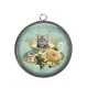 Pendentif Cabochon Argent - chat