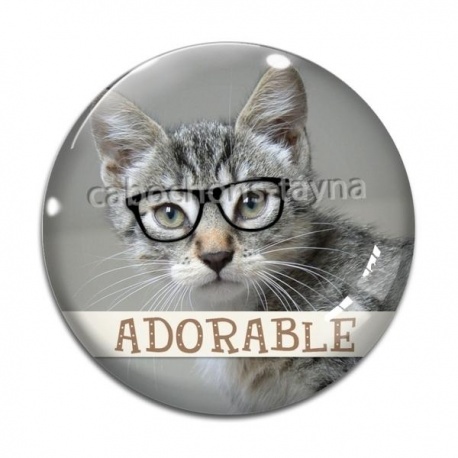 Cabochon Verre - chat adorable