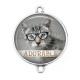 Connecteur Cabochon Argent - chat adorable