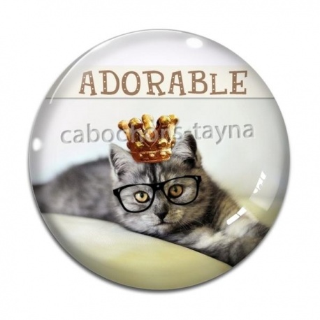 Cabochon Verre - chat adorable