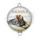 Connecteur Cabochon Argent - chat adorable