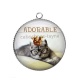 Pendentif Cabochon Argent - chat adorable