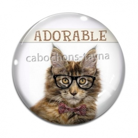 Cabochon Verre - chat adorable