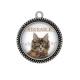 Pendentif Cabochon Argent - chat adorable