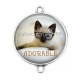 Connecteur Cabochon Argent - chat adorable