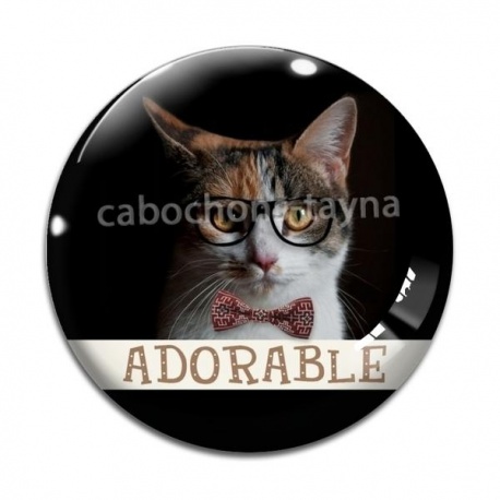 Cabochon Verre - chat adorable