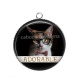 Pendentif Cabochon Argent - chat adorable