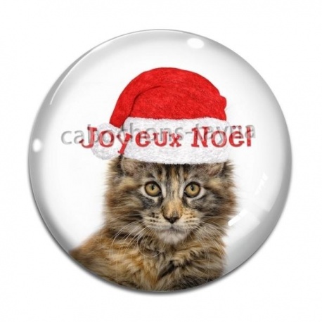 Cabochon Verre - chat joyeux noël
