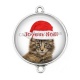 Connecteur Cabochon Argent - chat joyeux noël