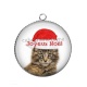 Pendentif Cabochon Argent - chat joyeux noël