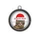 Pendentif Cabochon Argent - chat joyeux noël