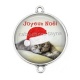 Connecteur Cabochon Argent - chat joyeux noël