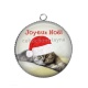 Pendentif Cabochon Argent - chat joyeux noël