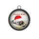 Pendentif Cabochon Argent - chat joyeux noël