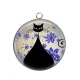 Pendentif Cabochon Argent - chat 