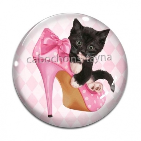 Cabochon Verre - chat 