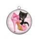 Pendentif Cabochon Argent - chat 