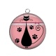 Pendentif Cabochon Argent - chat noir