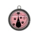 Pendentif Cabochon Argent - chat noir