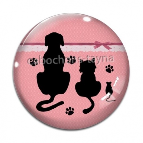 Cabochon Verre - chat noir