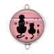 Connecteur Cabochon Argent - chat noir