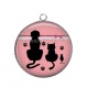 Pendentif Cabochon Argent - chat noir