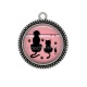 Pendentif Cabochon Argent - chat noir