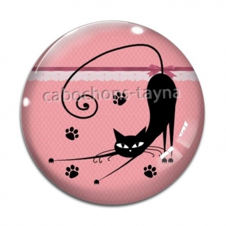 Cabochon Verre - chat noir