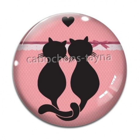 Cabochon Verre - chat noir