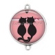 Connecteur Cabochon Argent - chat noir