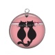 Pendentif Cabochon Argent - chat noir