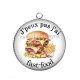 Pendentif Cabochon Argent - j'peux pas j'ai fast food