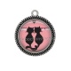 Pendentif Cabochon Argent - chat noir