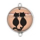 Connecteur Cabochon Argent - chat noir