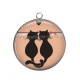 Pendentif Cabochon Argent - chat noir