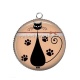 Pendentif Cabochon Argent - chat noir