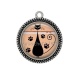 Pendentif Cabochon Argent - chat noir