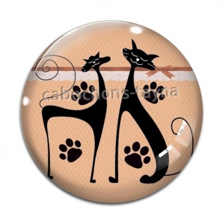 Cabochon Verre - chat noir