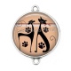 Connecteur Cabochon Argent - chat noir