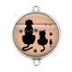 Connecteur Cabochon Argent - chat noir