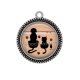Pendentif Cabochon Argent - chat noir