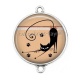 Connecteur Cabochon Argent - chat noir