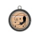 Pendentif Cabochon Argent - chat noir
