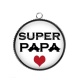 Pendentif Cabochon Argent - super papa