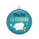 Pendentif Cabochon Argent - j'peux pas j'ai cuisine