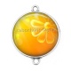 Connecteur Cabochon Argent - fond fleur