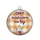 Pendentif Cabochon Argent - chef cuisinière au top